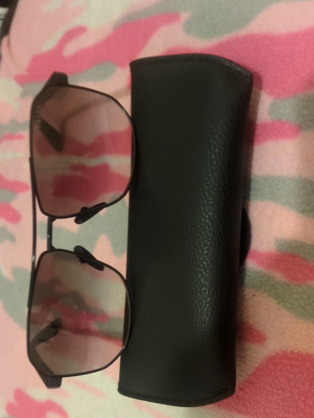 Black Men's Sunglasses with Black Leather Case
